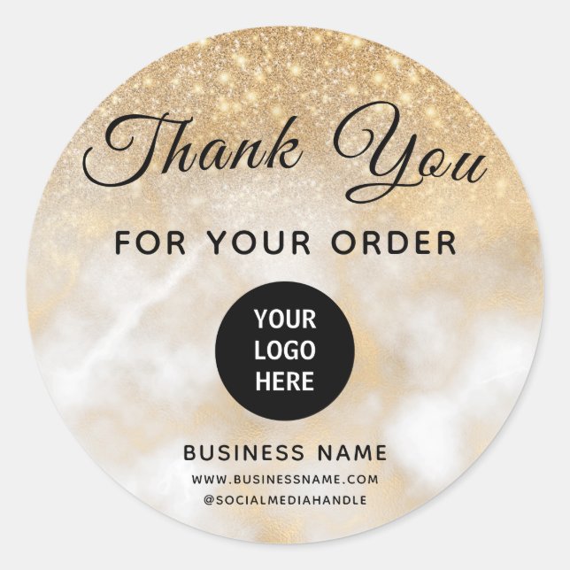 Sticker Rond Votre logo ici Merci Business Logo Gold (Devant)
