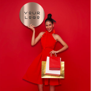 Sticker Rond Votre Logo Moderne Minimalisme Métallurgique Rose