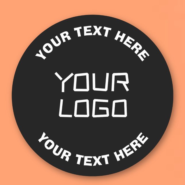 Sticker Rond Votre logo ou image et texte modifiable | Noir & B (Créateur téléchargé)