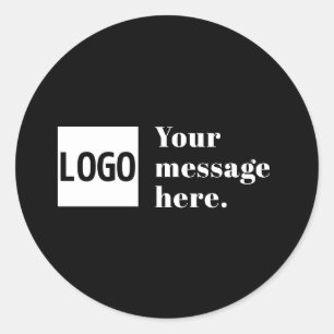 Sticker Rond Votre logo ou image téléchargée & texte rétro modi