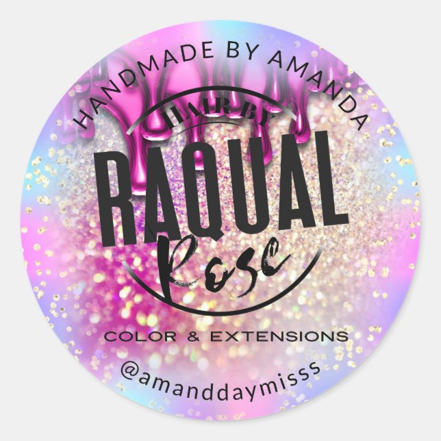 Sticker Rond Votre logo Petite Entreprise Holographe Parties sc (Devant)