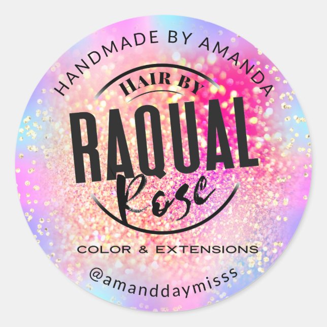 Sticker Rond Votre logo Petite Entreprise Holographe Parties sc (Devant)