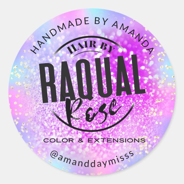 Sticker Rond Votre logo Petite Entreprise Holographe Parties sc (Devant)