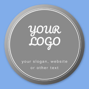 Sticker Rond Votre logo slogan site Web & dégradé gris unique 