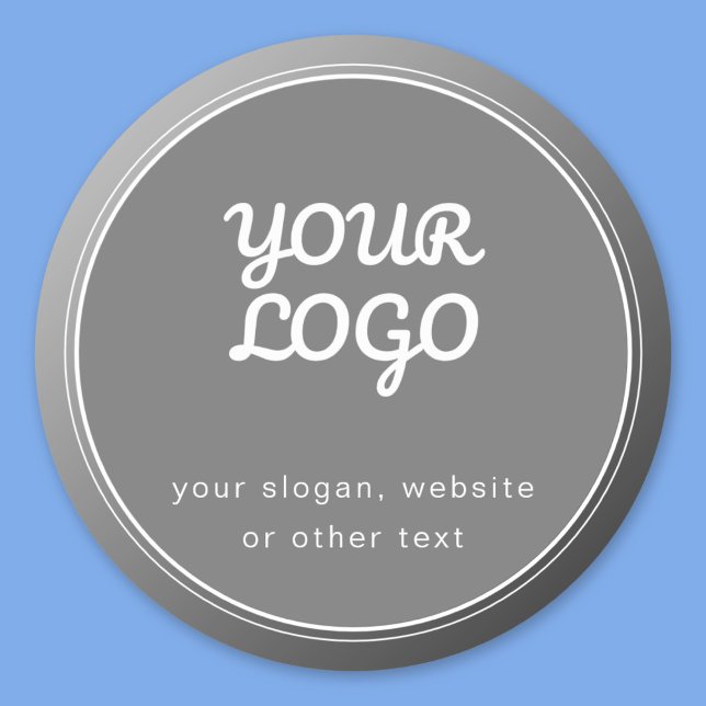 Sticker Rond Votre logo slogan site Web & dégradé gris unique  (Créateur téléchargé)
