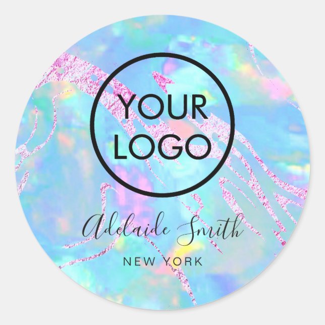 Sticker Rond votre logo sur aqua opal (Devant)