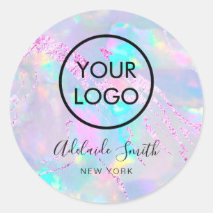 Sticker Rond votre logo sur feuille opale violet