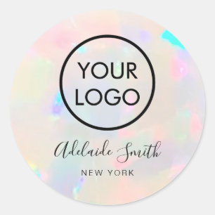 Sticker Rond votre logo sur la texture opale