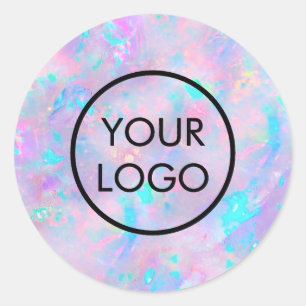 Sticker Rond votre logo sur la texture opale violette