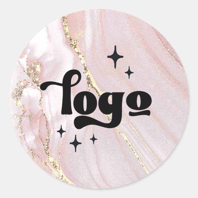 Sticker Rond votre logo sur le marbre rose (Devant)