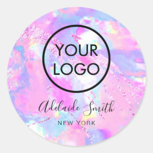 Sticker Rond votre logo sur opus rose violet