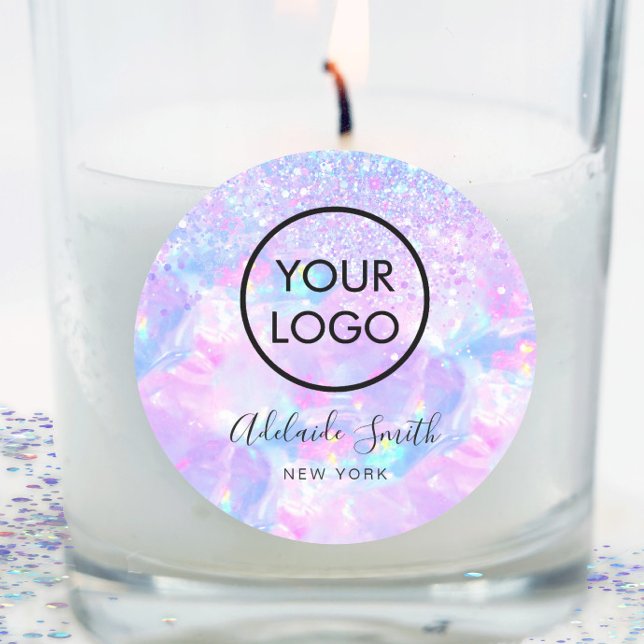 Sticker Rond votre logo violet opal classique collant rond (Créateur téléchargé)