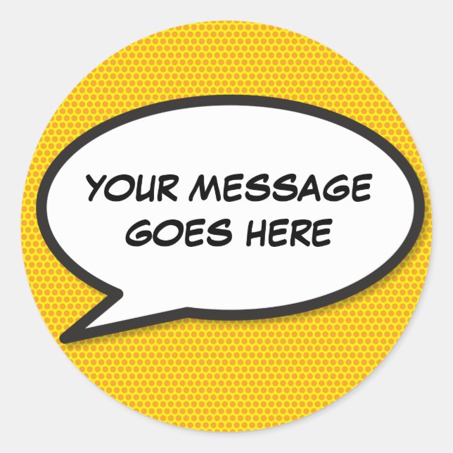 Sticker Rond Votre message bulle de discours Fun Retro bande de (Devant)