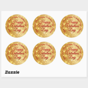 Sticker Rond Votre message de Jour de Valentines Gold de TEXTE