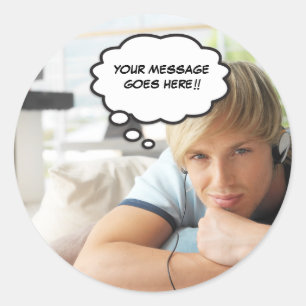 Sticker Rond Votre Message Photo Amusant Art Pop Bande Dessinée