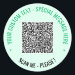 Sticker Rond Votre Modèle d'autocollant d'arrondi de texte pers<br><div class="desc">Couleurs et polices personnalisées - Concevez votre propre Sticker personnalisé avec votre QR Code Scan Info Texte et couleurs personnalisées Stickers professionnels ou personnels modernes / Cadeau - Ajouter votre QR Code - Image ou logo - Photo / Texte - Nom / More - Redimensionner et déplacer ou ajouter des...</div>