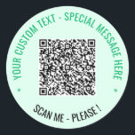Sticker Rond Votre Modèle d'autocollant d'arrondi de texte pers<br><div class="desc">Couleurs et polices personnalisées - Concevez votre propre Sticker personnalisé avec votre QR Code Scan Info Texte et couleurs personnalisées Stickers professionnels ou personnels modernes / Cadeau - Ajouter votre QR Code - Image ou logo - Photo / Texte - Nom / More - Redimensionner et déplacer ou ajouter des...</div>