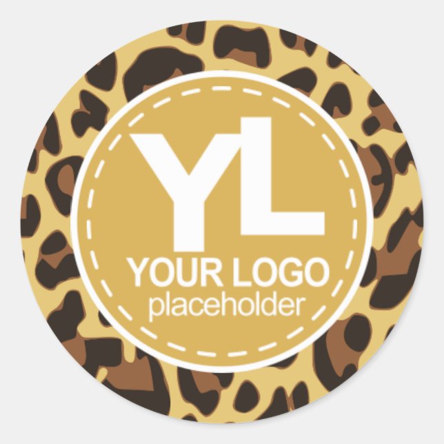 Sticker Rond Votre Modèle de logo Leopard Leo Rockabilly Motif (Devant)