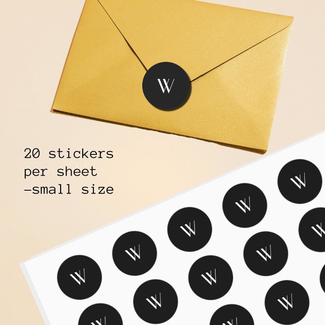 Sticker Rond Votre monogramme en noir et blanc (Créateur téléchargé)