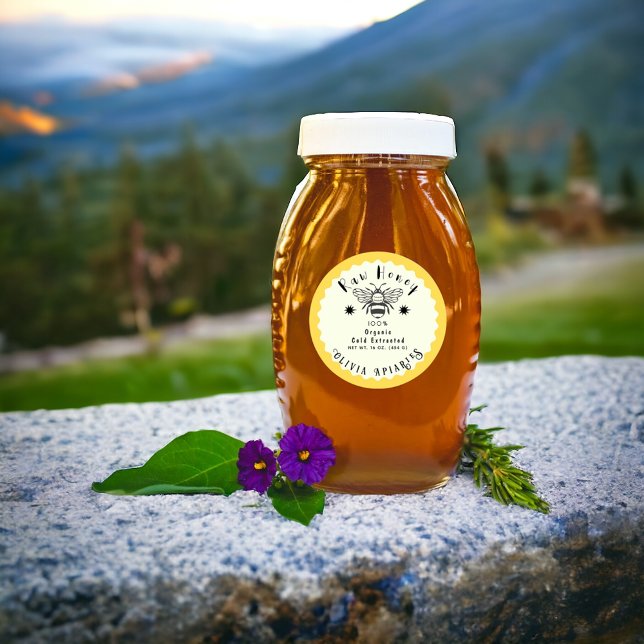 Sticker Rond Votre nom ici Custom Editable Minimal Honey Jar (Créateur téléchargé)