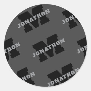 Sticker Rond Votre nom ou nom commercial   Masculine moderne Gr