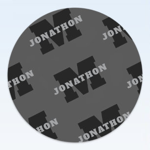 Sticker Rond Votre nom ou nom d'entreprise Gris Masculin Mode
