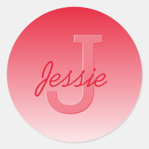 Sticker Rond Votre nom Personnalisable Red Ombre & Monogram