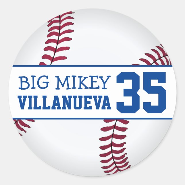Sticker Rond Votre numéro de maillot de baseball personnalisé (Devant)