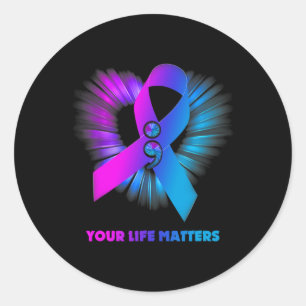 Sticker Rond Votre problème Sensibilisation au suicide Conscien