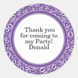 Sticker Rond Votre texte 30ème motif numérique aléatoire Viole