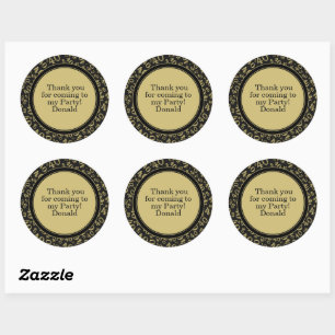 Sticker Rond Votre texte 40ème motif numérique aléatoire Noir/
