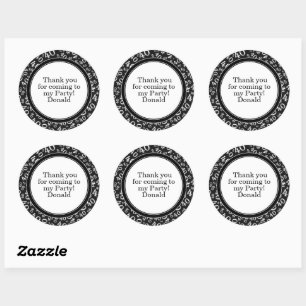 Sticker Rond Votre texte 40ème motif numérique aléatoire Noir/