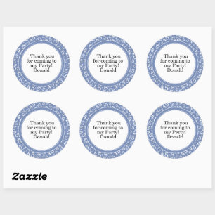 Sticker Rond Votre texte 45ème motif numérique aléatoire bleu/