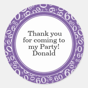 Sticker Rond Votre texte 60ème motif numérique aléatoire viole