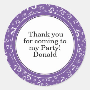 Sticker Rond Votre texte 75ème motif numérique aléatoire Viole