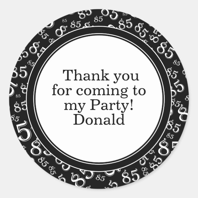 Sticker Rond  Votre texte 85ème motif numérique aléatoire Noir/ (Devant)
