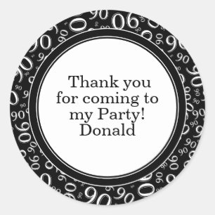 Sticker Rond Votre texte 90ème motif numérique aléatoire Noir/