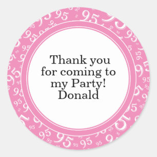 Sticker Rond  Votre texte 95ème motif numérique aléatoire Rose/