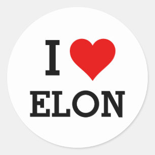 Sticker Rond Votre texte/couleur classique J'aime Elon Red Hear