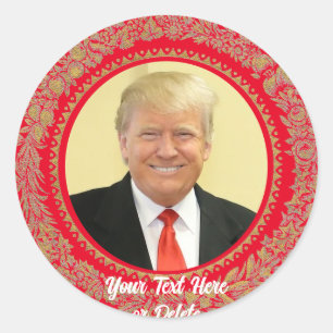 Sticker Rond Votre texte/couleur Donald Trump Christmas Wreath