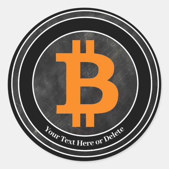 Sticker Rond Votre texte/couleur noir et gris Grunge Bitcoin Cr (Devant)