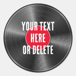 Sticker Rond Votre texte/couleur Retro Vinyl Record Album Music