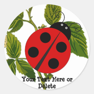 Sticker Rond Votre texte et votre couleur joli Lucky Red Ladybu