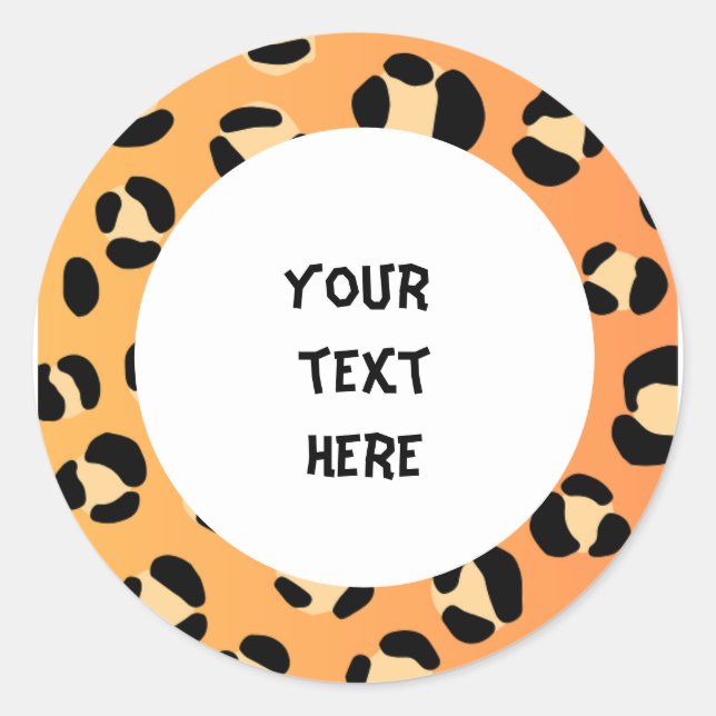 Sticker Rond votre texte ici style léopard (Devant)
