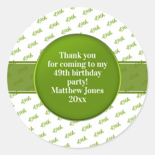 Sticker Rond Votre texte : Numéro d'anniversaire Motif Vert/Bla