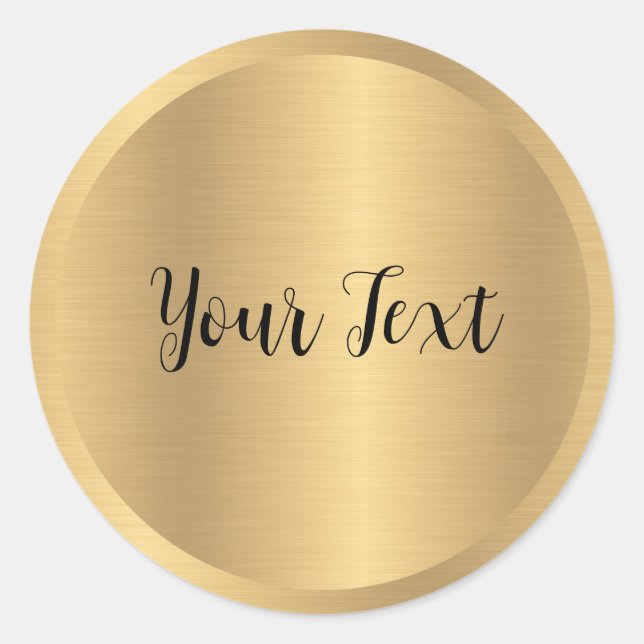 Sticker Rond Votre texte personnalisé Faux Gold Metallic Look M (Devant)