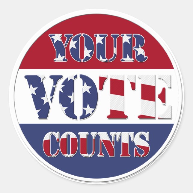Sticker Rond VOTRE VOIX COMPTE ! Rond avec drapeau américain (Devant)