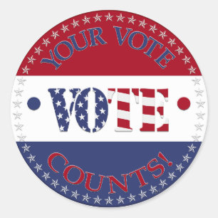 Sticker Rond Votre vote compte USA Drapeau VOTE