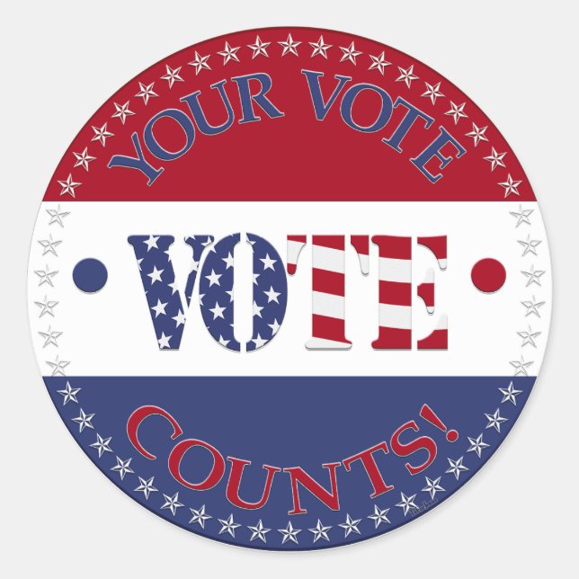 Sticker Rond Votre vote compte USA Drapeau VOTE (Devant)