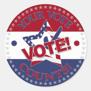 Sticker Rond Votre vote compte VOTE ! Marque de vérification de